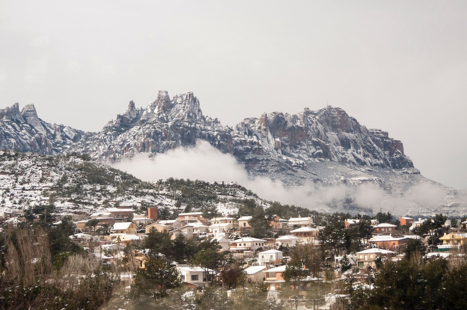 spain town in catalonia in winter 