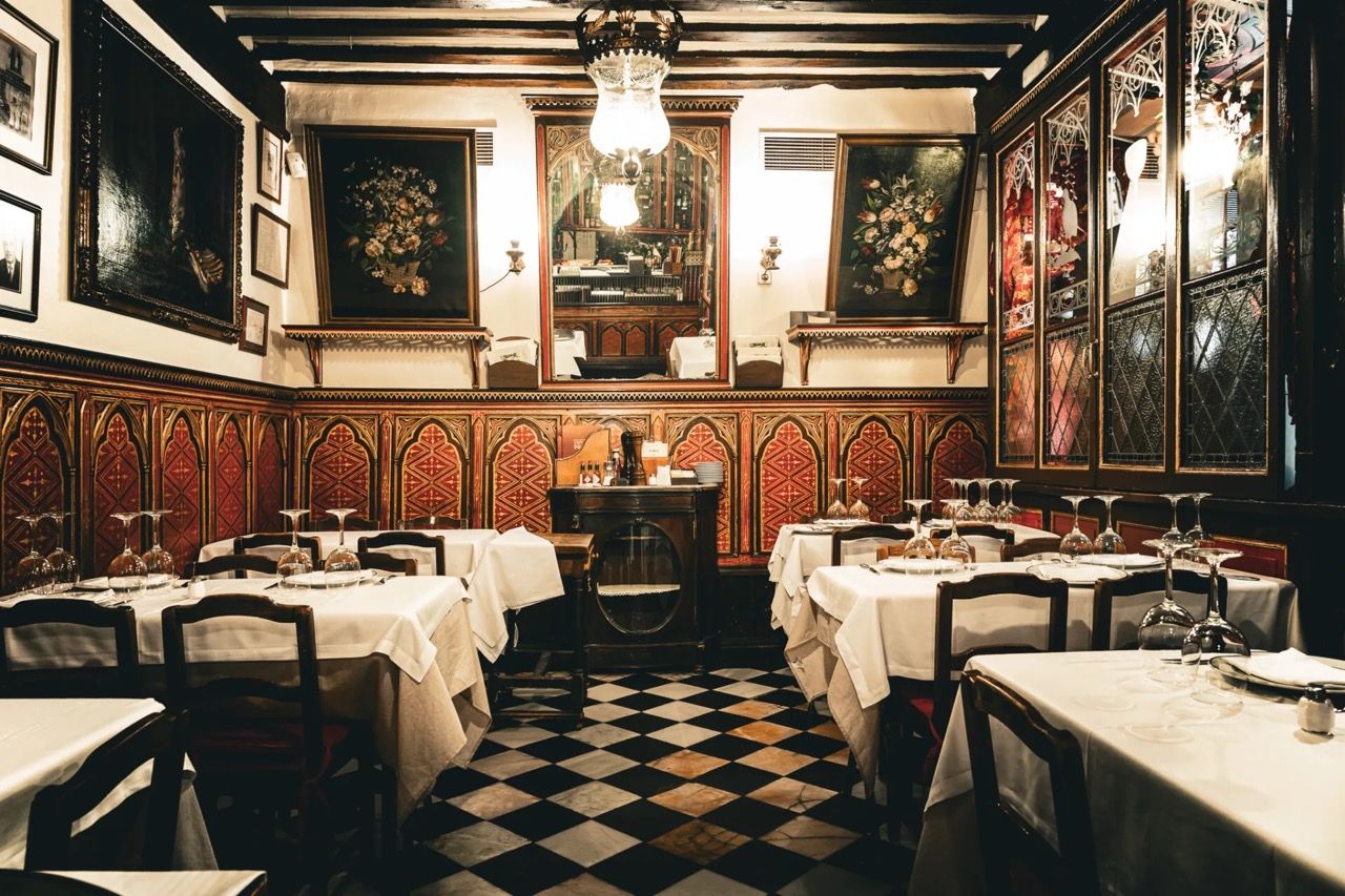 Dining room of El Botín restaurant in Madrid 