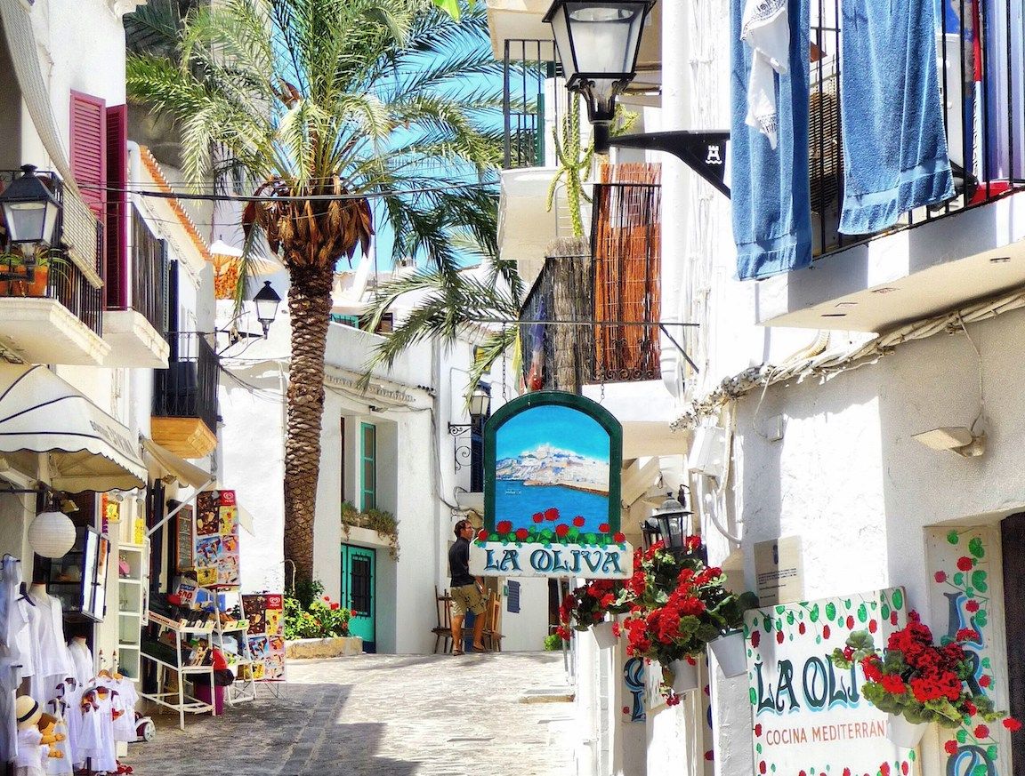 White village in Ibiza with hippie markets